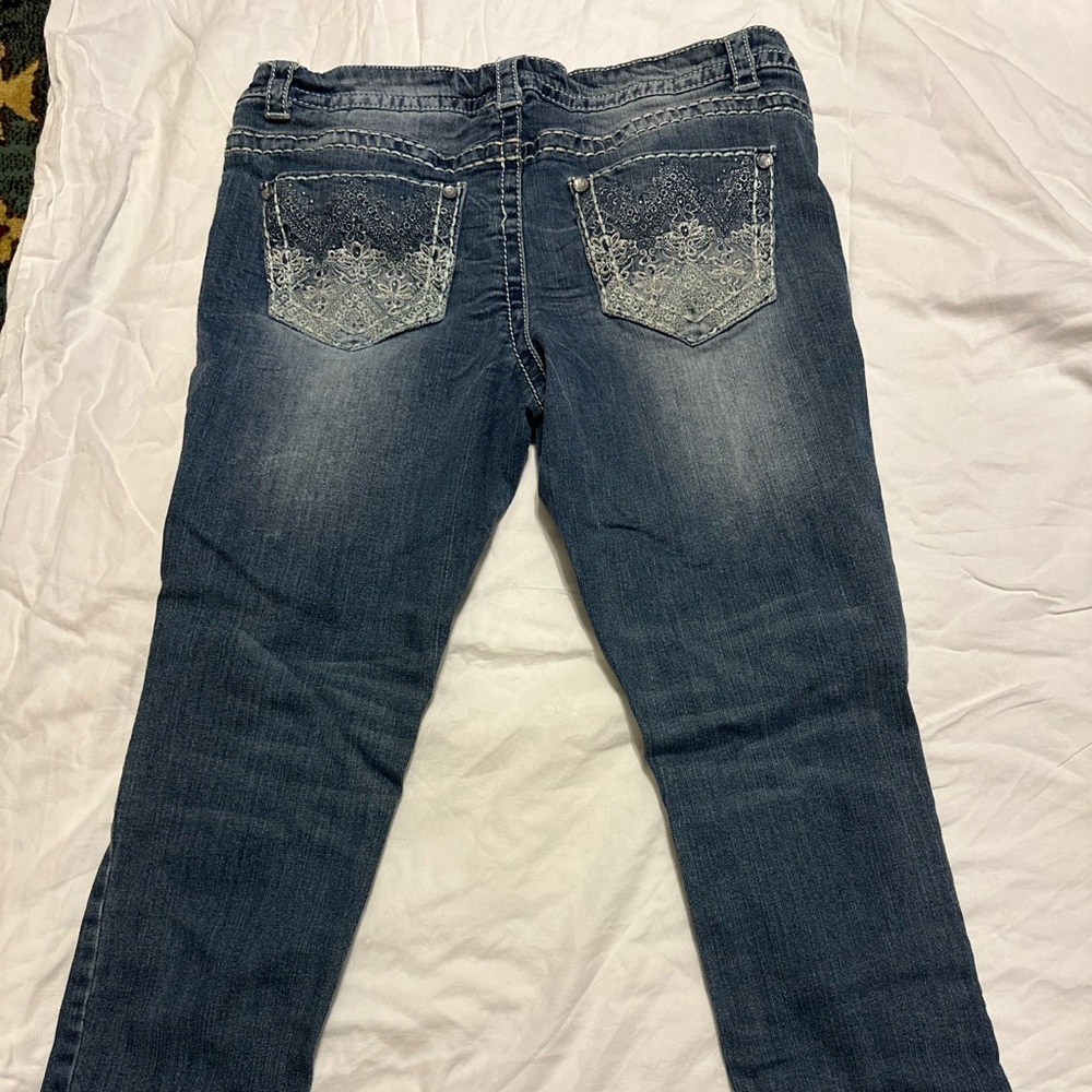 Paisley sky thick stitch capris